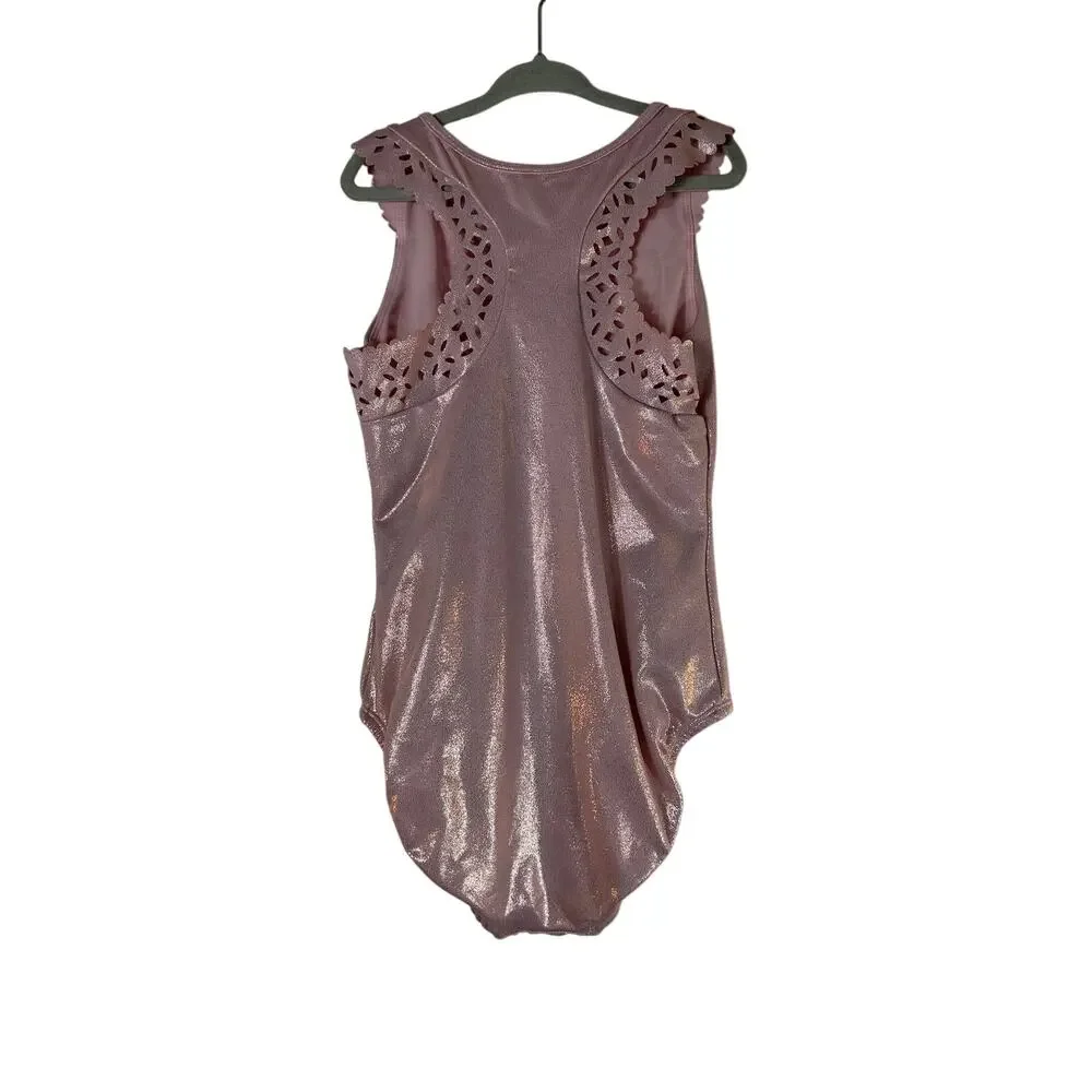 JUSTICE Girl’s Shimmer Laser Cut Dance/ Gymnastics Leotard / Size: 10